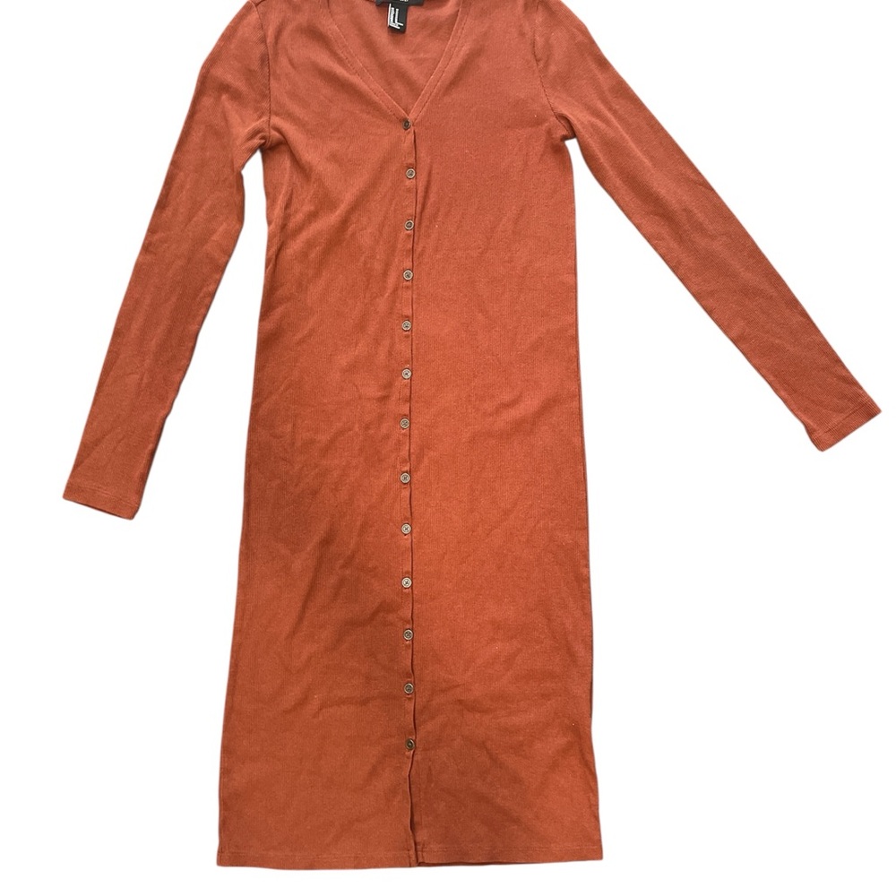 Forever 21 Orange Long Sleeve Sheath Dress